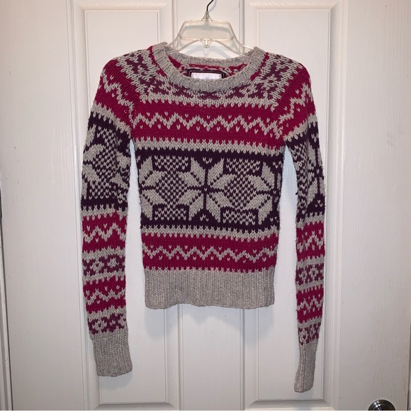 Like New American Eagle Hand Woven Knit Sweater Snowflake Size XS - Picture 1 of 5